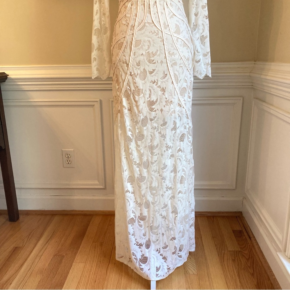 H&M Cream Lace Open Back Long Sleeve Maxi Dress NWT - Picture 6 of 15